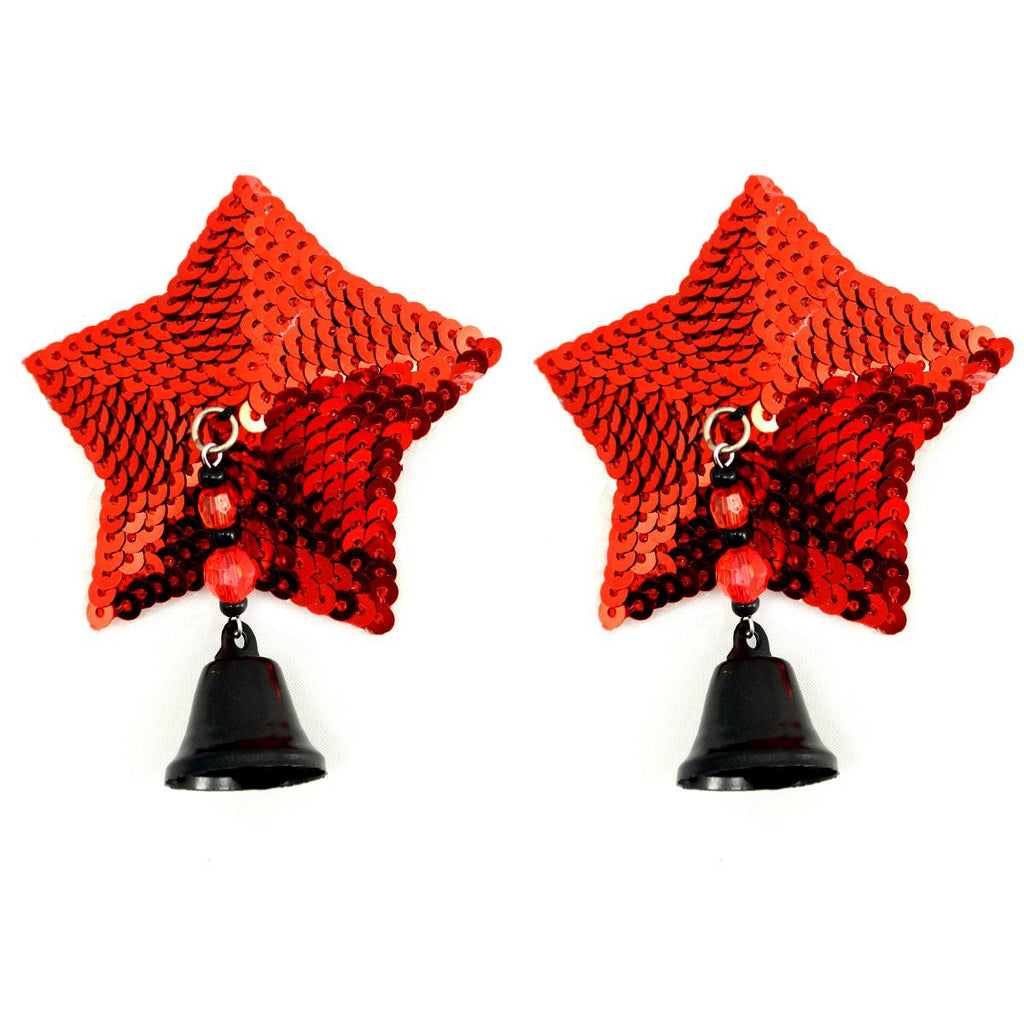 Bijoux Nipple Covers Sequin Star W-bells Red