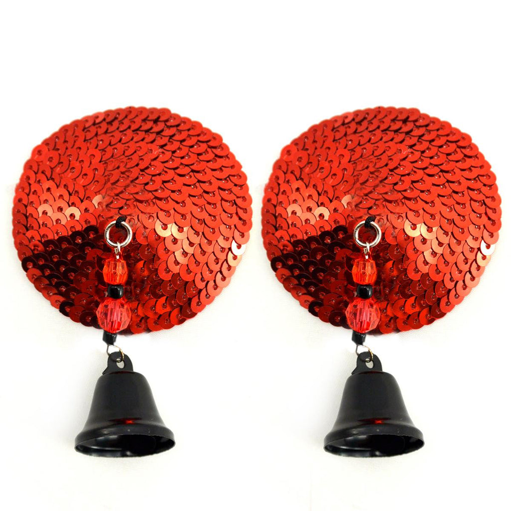 Bijoux Nipple Covers Sequin Round W-bells Red