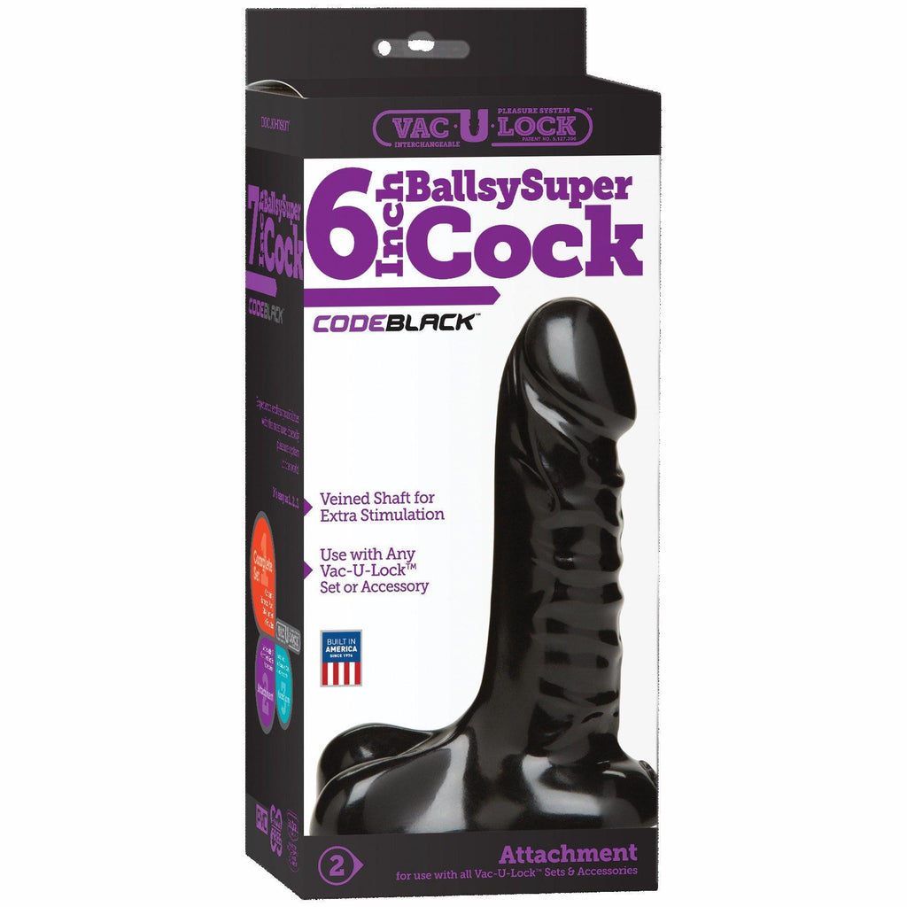 Vac U Lock Code Black 6in Ballsy Super Cock