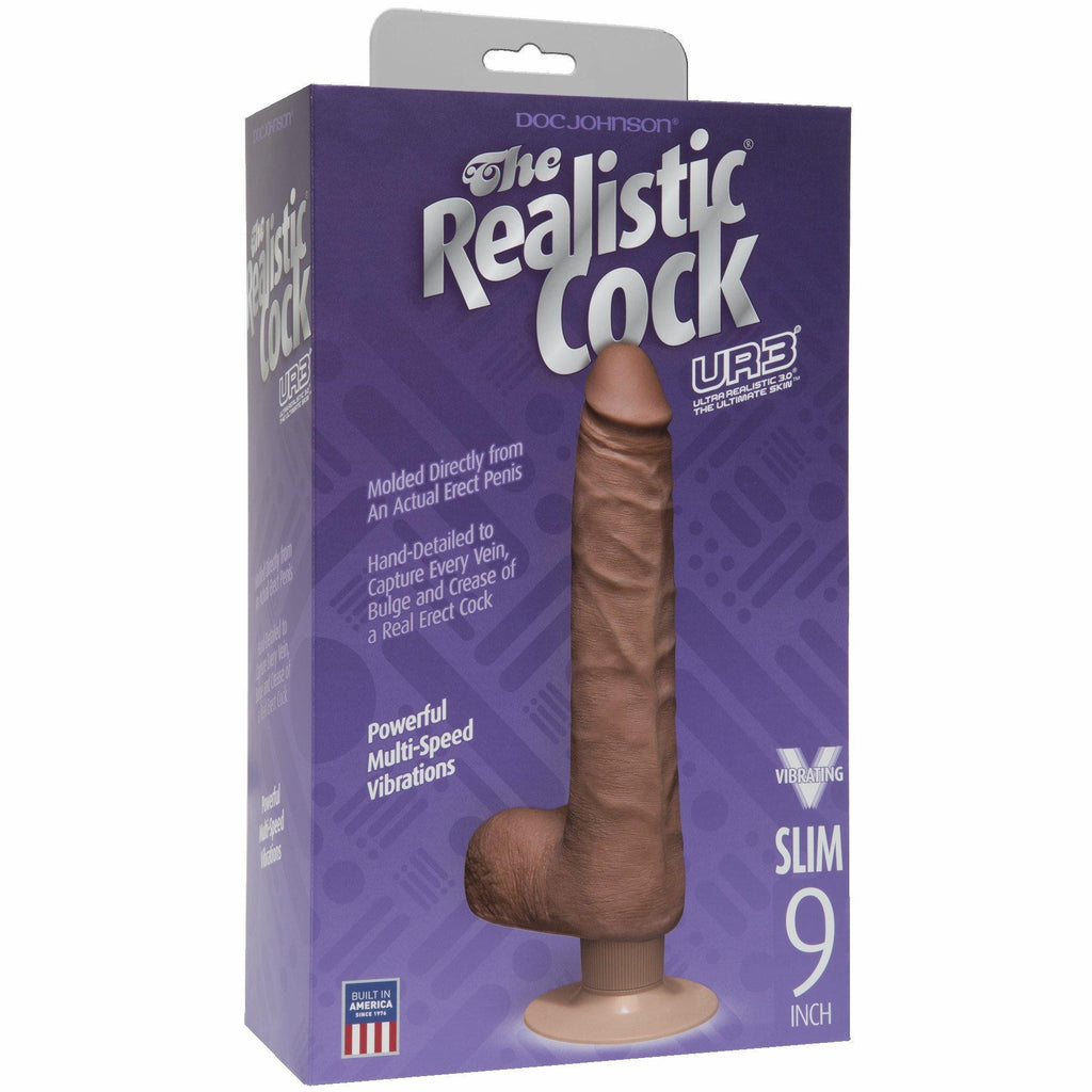 Realistic Cock 9 Slim Vib. Brown "