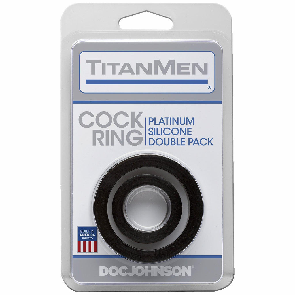 Titanmen Cock Rings Double Pack Silicone Black