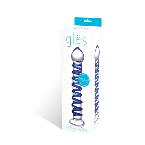 Blue Spiral Glass Dildo