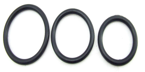 H2h Cock Ring Nitrile 3pc Set Black