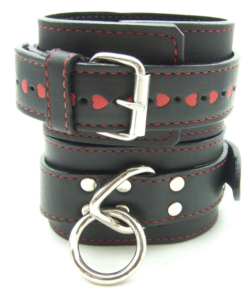 H2h Restraint Wrist Leather W-red Hearts