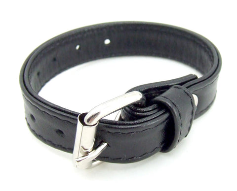 H2h Cock Ring Leather W-buckle Black 5in-9in