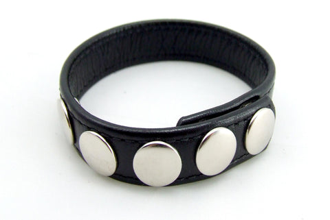 H2h Cock Ring Leather 5 Snaps Black