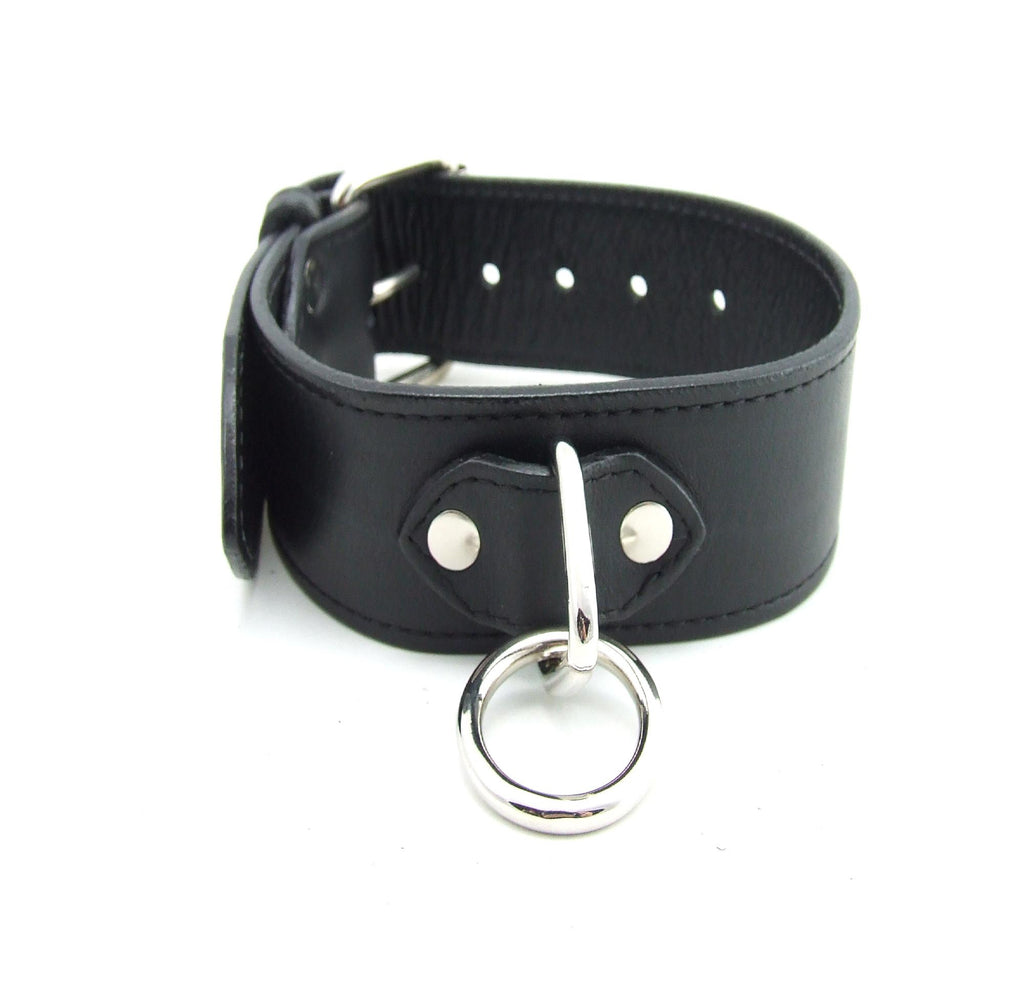 H2h Collar Leather W-o Ring Sm-med Black