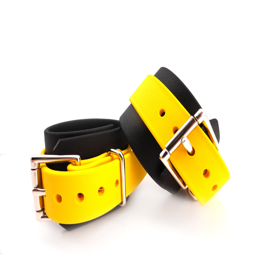 Restraints Ankle Biothane Black & Yellow