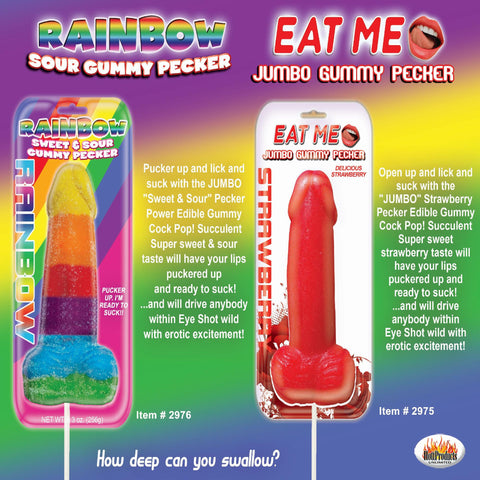 Sweet & Sour Jumbo Rainbow Gummy Cock Pop