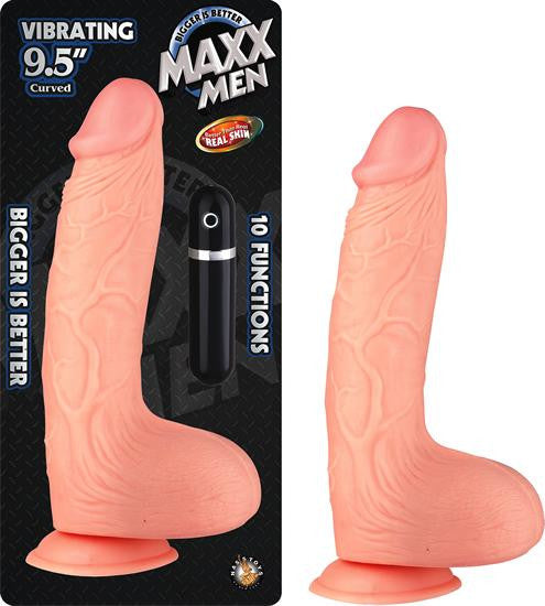 Maxx Men Vibrating 9.5 Curved Dong Flesh "