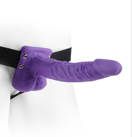 Fetish Fantasy 7 Hollow Strap On W-balls Purple "