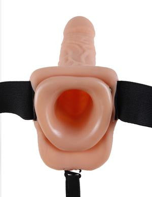 Fetish Fantasy 7 Hollow Strap On W-balls Flesh "