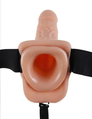 Fetish Fantasy 9 Hollow Strap On W-balls Flesh "