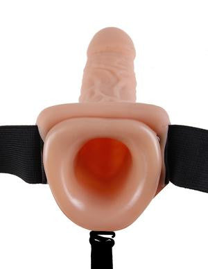 Fetish Fantasy 11 Vibrating Hollow Strap On Flesh "