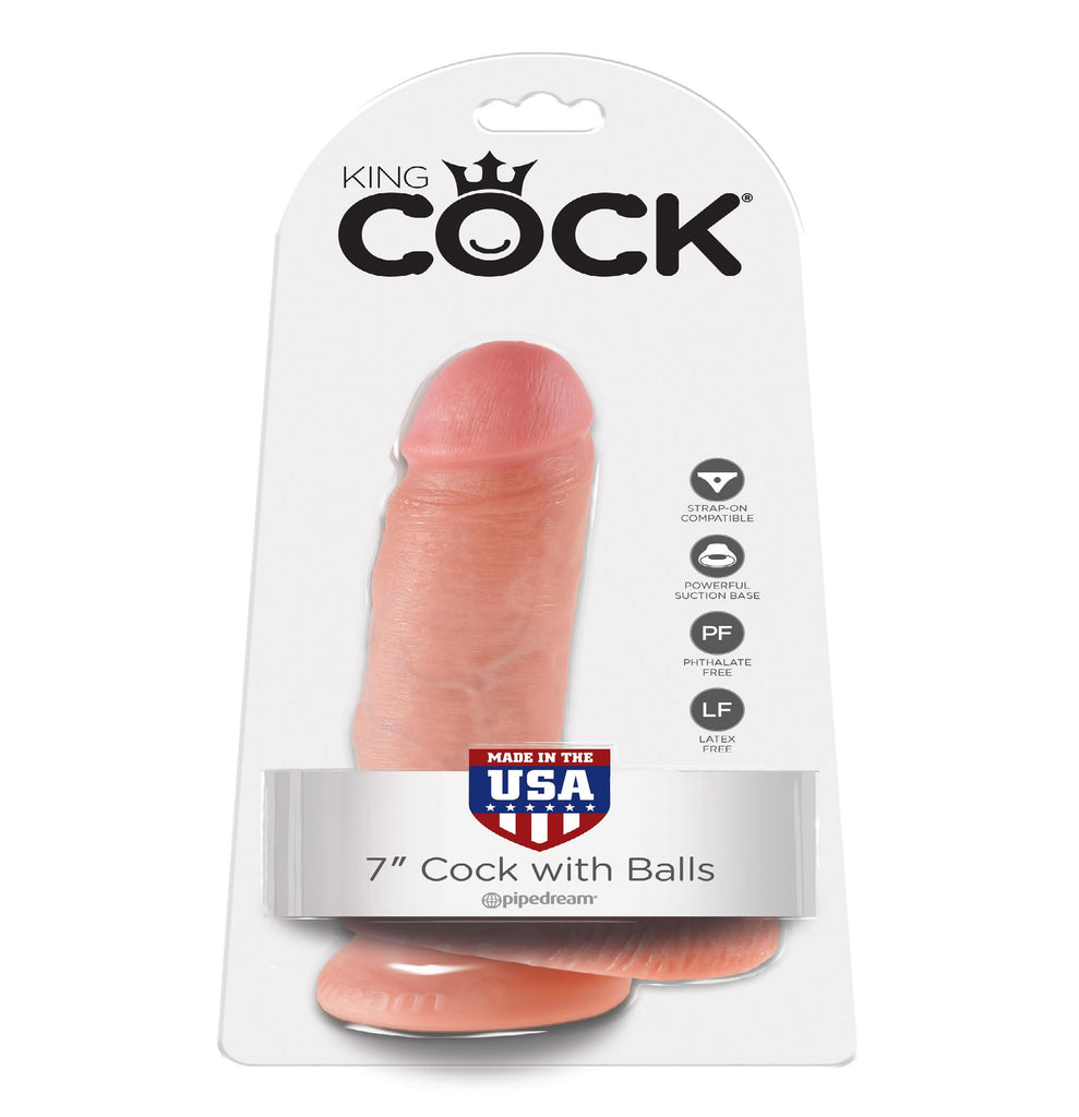 King Cock 7in Cock W-balls Flesh