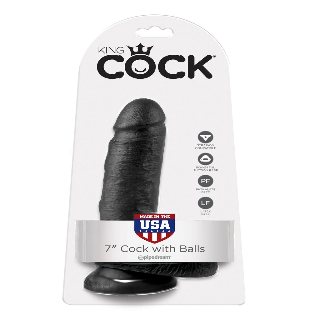 King Cock 7in Cock W-balls Black