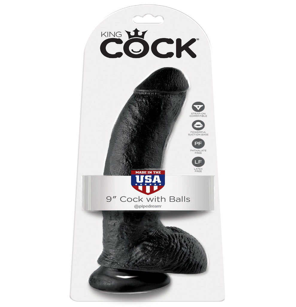 King Cock 9in Cock W-balls Black