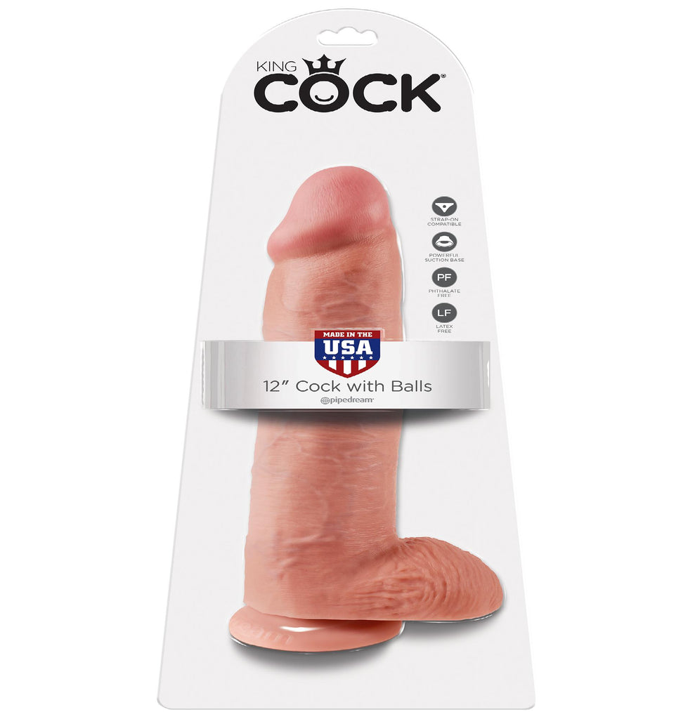 King Cock 12in Cock W-balls Flesh