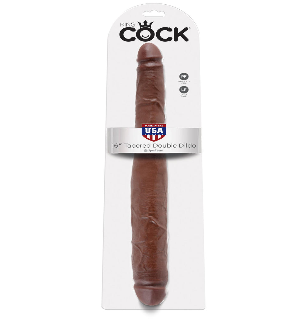 King Cock 16in Tapered Double Dildo Brown