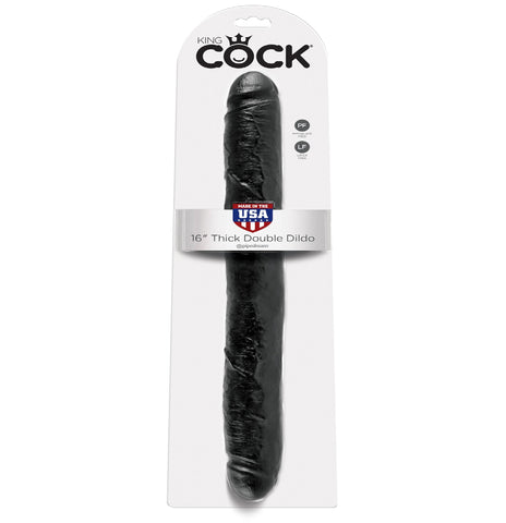 King Cock 16in Thick Double Dildo Black