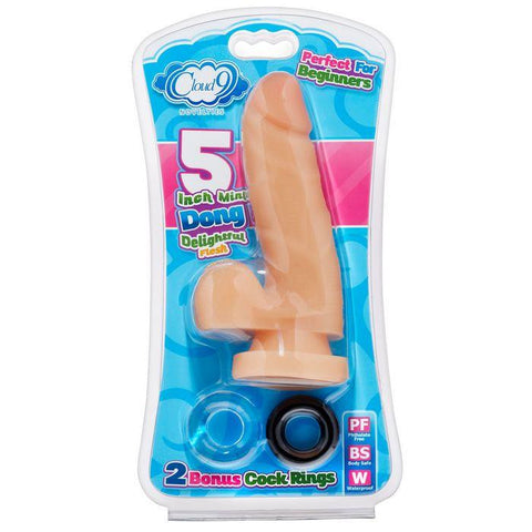 Cloud 9 5 Dildo Flesh W- 2 Bonus Cock Rings "