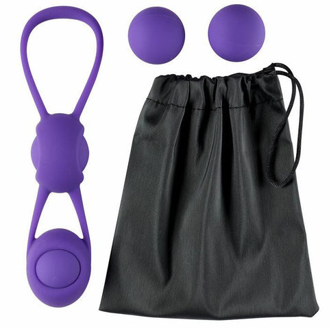 Kegel Training W-4 Weighted Balls & Pouch Purple Premium Silicone