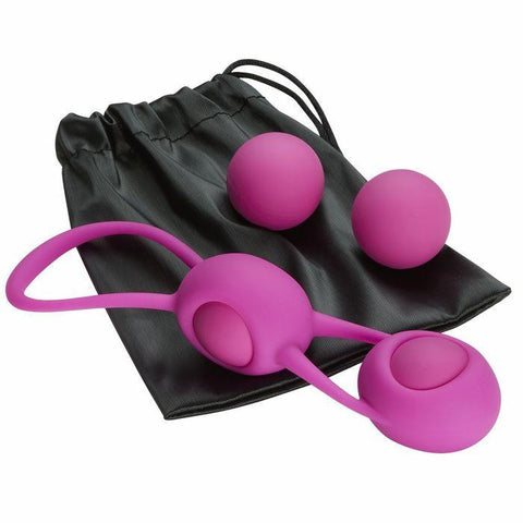 Kegel Training W-4 Weighted Balls & Pouch Pink Premium Silicone