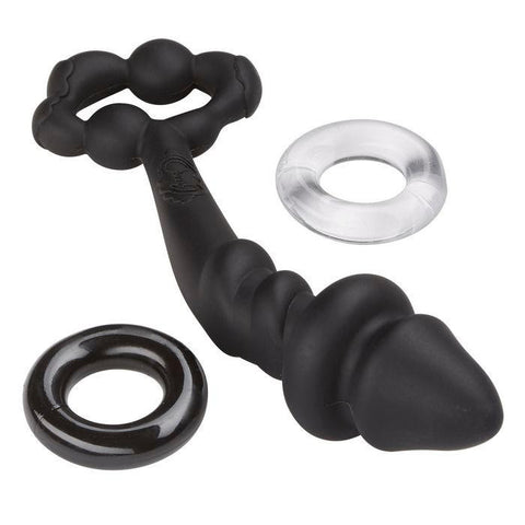 Cloud 9 Extra Long Prostate Plug Black W-bonus C Rings