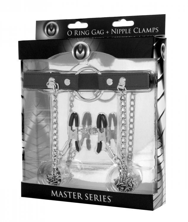 Master Series Seize O Ring Gag & Nipple Clamps